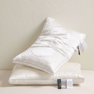 恒源祥新款蚕丝刺绣养颜枕芯亲肤枕单人枕头枕芯全棉中高枕芯成人