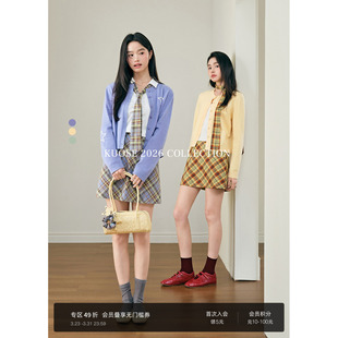 阔色紫色针织衫毛衣开衫外套26春季新款女黄色上衣内搭打底衫秋冬