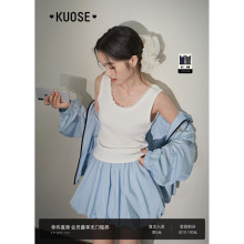 阔色白色针织吊带背心女2025夏季新款黑色蕾丝花边修身打底短上衣