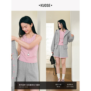 女外套裤 阔色卫衣挂脖吊带休闲裤 穿搭新款 26春季 子上衣秋 三件套装