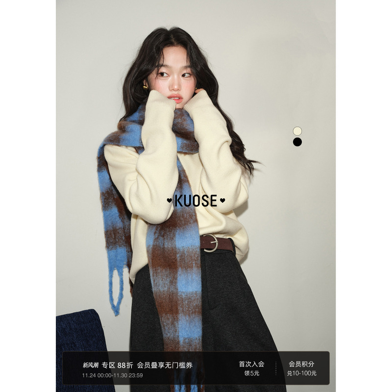 加绒半高领毛衣针织衫