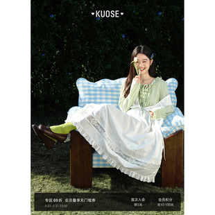 女长裙白裙子 新款 阔色法式 背心裙背带收腰连衣裙蕾丝拼接26春夏季