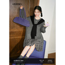 女格子短裙子 新款 阔色灰色假两件披肩长袖 连衣裙设计感2025秋冬季