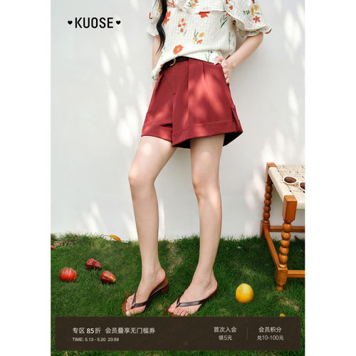 红色阔腿休闲裤工装裤女