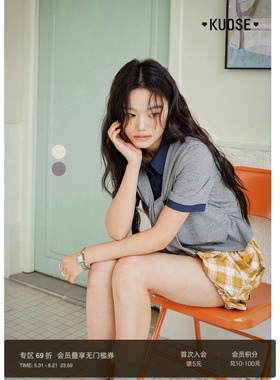 阔色灰色设计感衬衫拼接t恤女26春夏季新款假两件披肩修身上衣杏