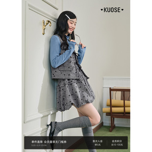阔色灰色马甲花苞半裙两件套装25秋冬季新款女半身裙外穿背心上衣