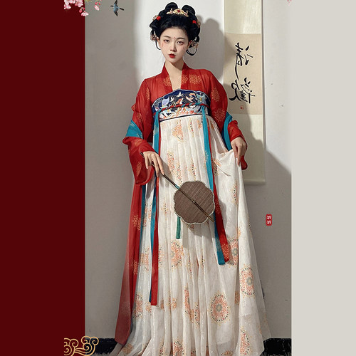 南歌亭【鹿鸣】唐制汉服女成人一片式齐胸襦裙新款古风春夏季套装