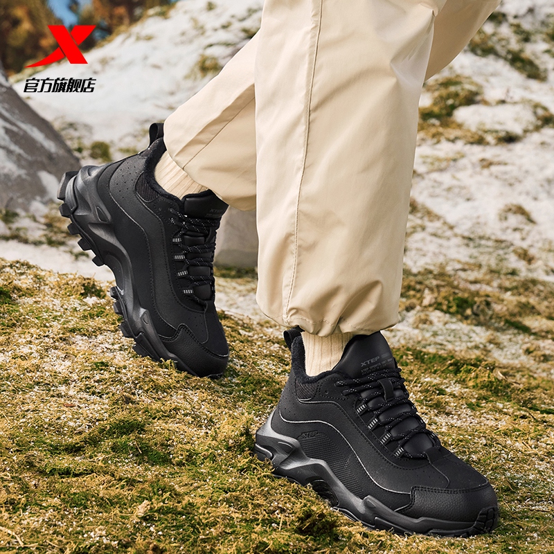 特步棉鞋秋冬款女鞋厚底高帮大棉保暖加绒休闲鞋高帮户外运动鞋子