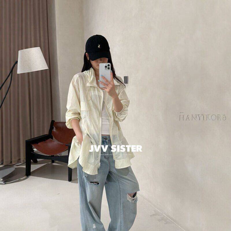 JVV十三行2026夏季新款轻量化防晒外套女潮宽松连帽休闲风衣 - 实物图