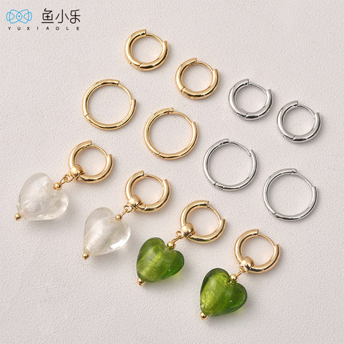 14k包金简约气质百搭圆形耳扣diy