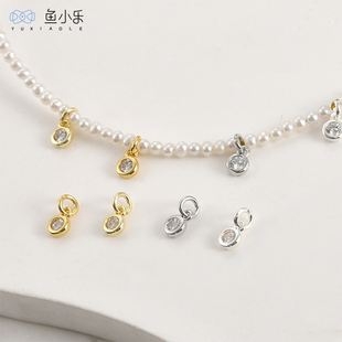 14k电镀真金保色气泡圆形锆石小吊坠diy手作手链项链饰品配件材料