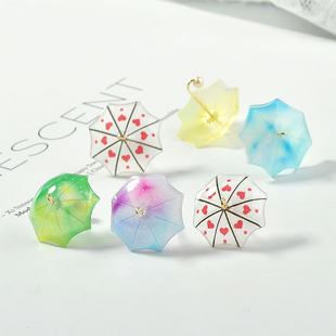 日系梦幻可爱少女心爱心小花伞亚克力渐变小雨伞diy耳饰配件材料