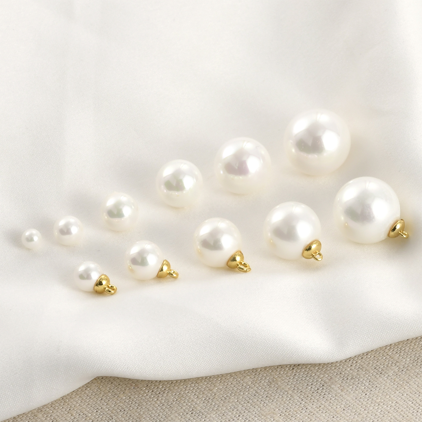 高质感白彩仿珍珠圆珠玻璃单孔珠