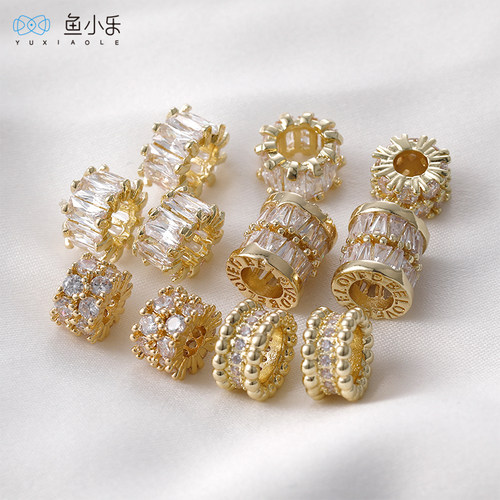 14k包金项链车轮珠饰品配件