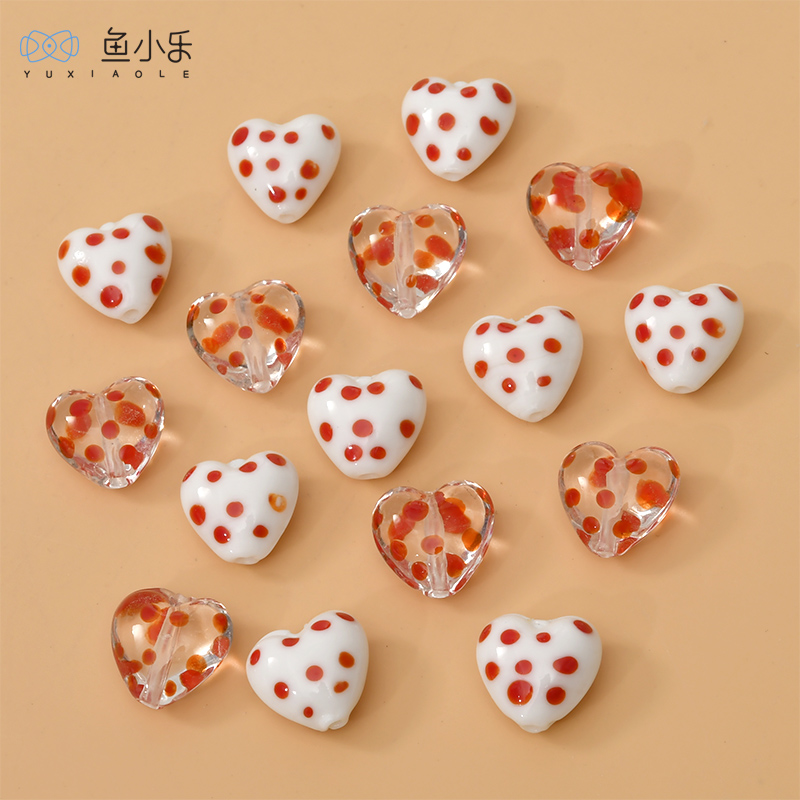 波点爱心琉璃珠子直孔diy项链