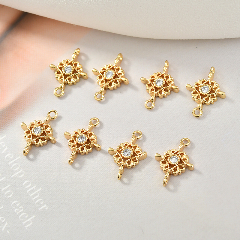 diy金色菱形锆石耳环手链