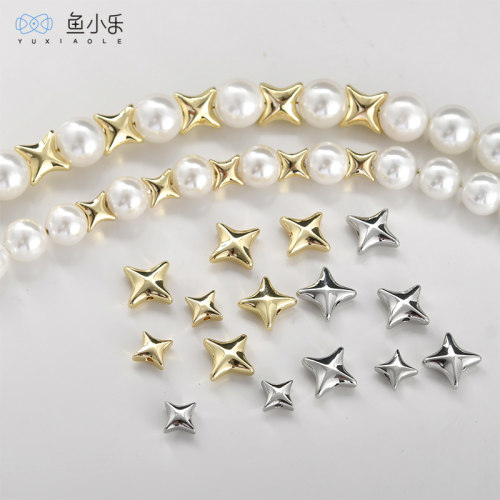 铜镀14k金星星直孔隔珠DIY配件