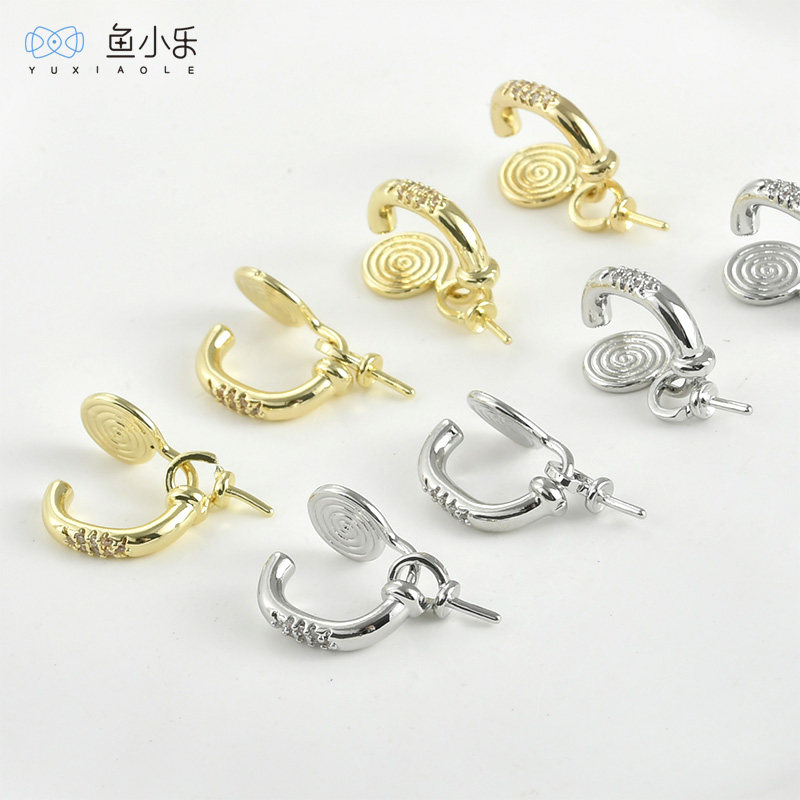 铜镀真金蚊香盘U型带帽托耳夹diy图片