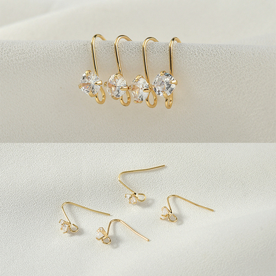 金色锆石手工耳环饰品配件
