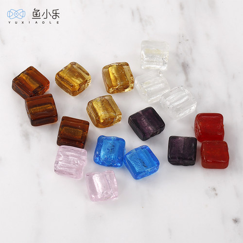 diy复古正方形耳饰项链琉璃珠