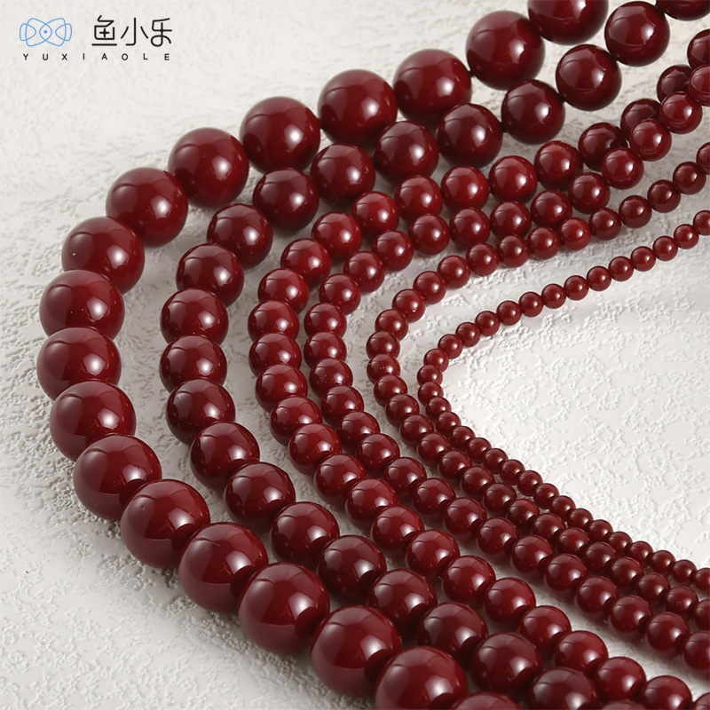 玻璃散珠高品质安可拉红圆珠diy