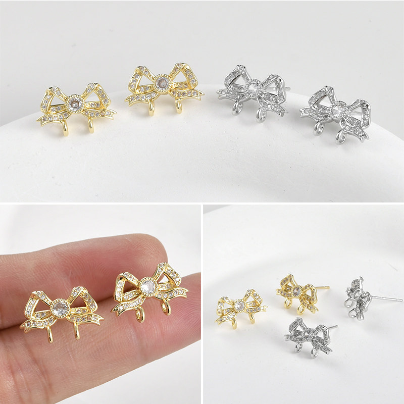 14k带吊真金保色铜镶锆石双吊蝴蝶结耳钉耳环手作diy耳饰配件材料,饰品/流行首饰/时尚饰品新,其他DIY饰品配件,淘宝优惠券,粉丝福利购,淘宝优惠卷