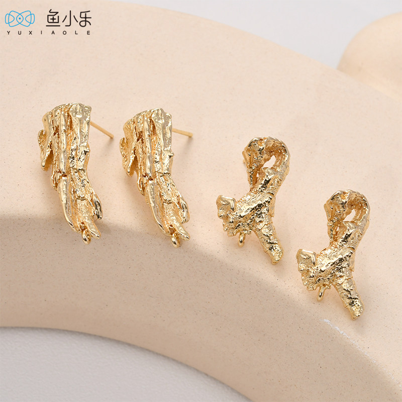 铜镀14k包金简约异形熔岩碎石带吊耳针diy手工耳环饰品基础配件,饰品/流行首饰/时尚饰品新,其他DIY饰品配件,淘宝优惠券,粉丝福利购,淘宝优惠卷