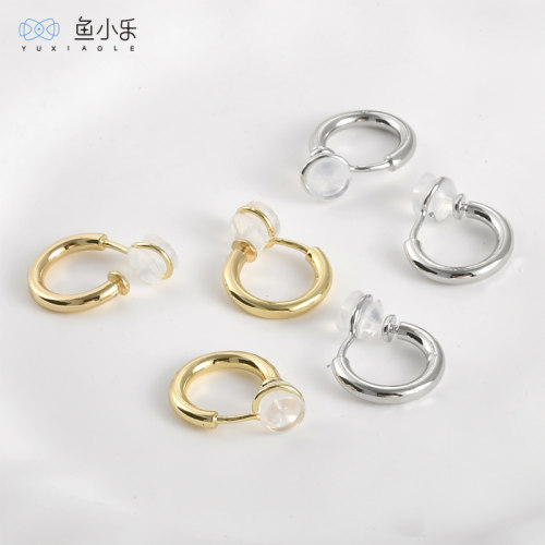 铜镀真金保色素圈耳夹diy