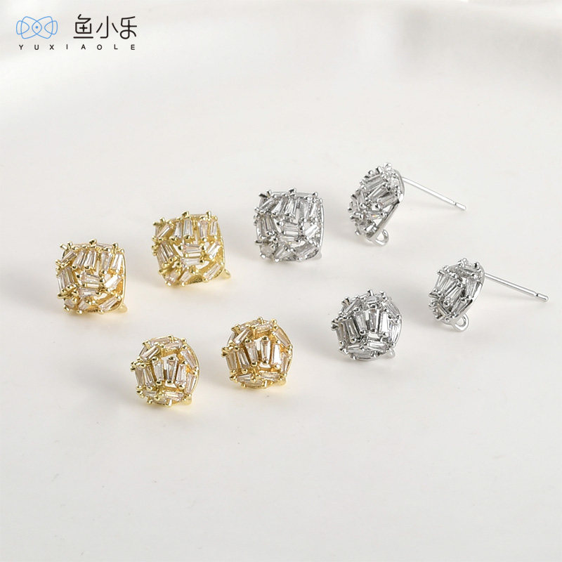 14k真金保色闪耀锆石正方圆形耳钉带吊diy手作手链项链配件材料,饰品/流行首饰/时尚饰品新,其他DIY饰品配件,淘宝优惠券,粉丝福利购,淘宝优惠卷
