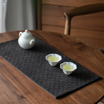 老料香云纱干泡茶席茶艺隔热垫家用复古桌旗刹寂日式古朴茶道小号