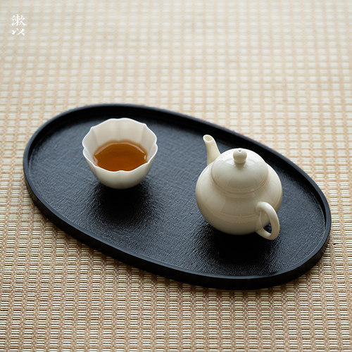 漱以日式椭圆木质茶盘