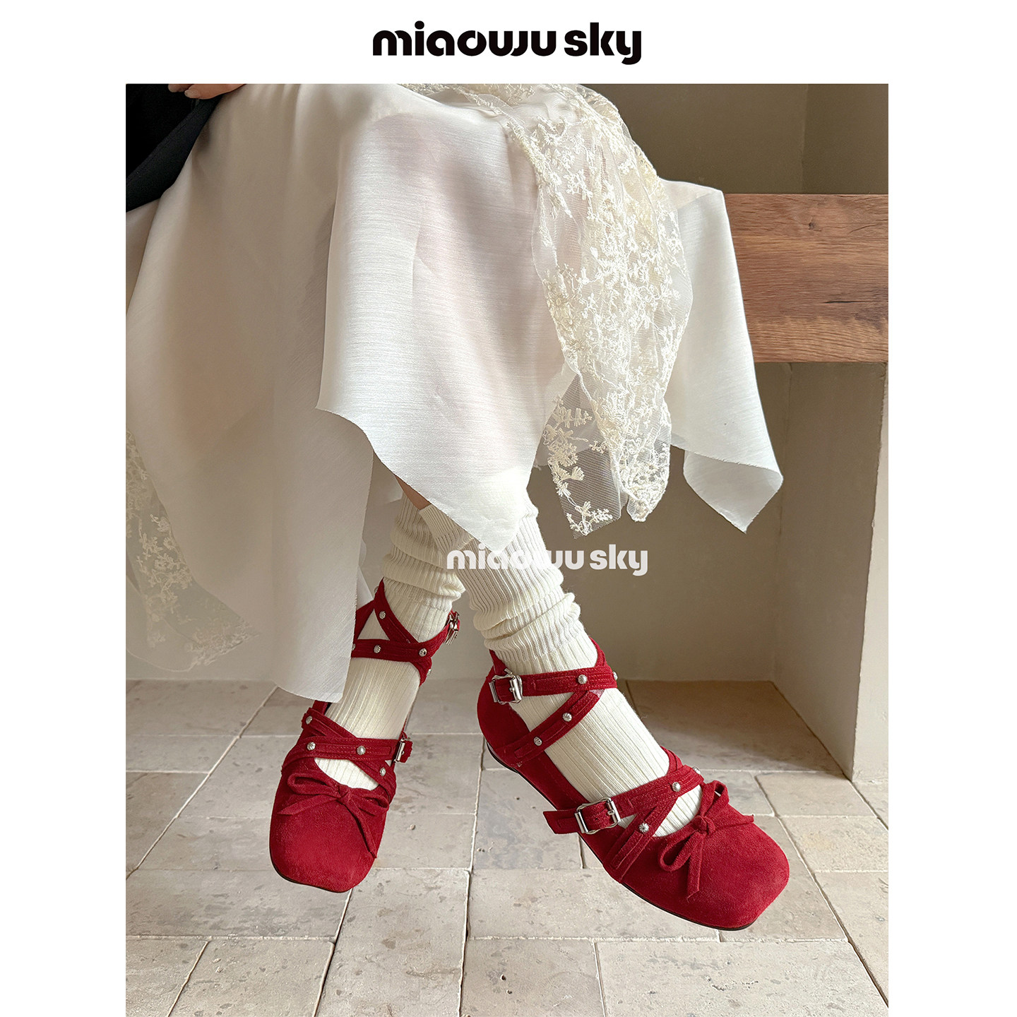 喵唔的天空法式复古玛丽珍鞋女春秋交叉扣带蝴蝶结芭蕾风红色单鞋,女鞋,玛丽珍鞋,淘宝优惠券,粉丝福利购,淘宝优惠卷
