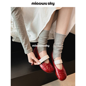1.22上新 喵唔 天空韩式 圆头玛丽珍鞋 女浅口复古芭蕾风单鞋