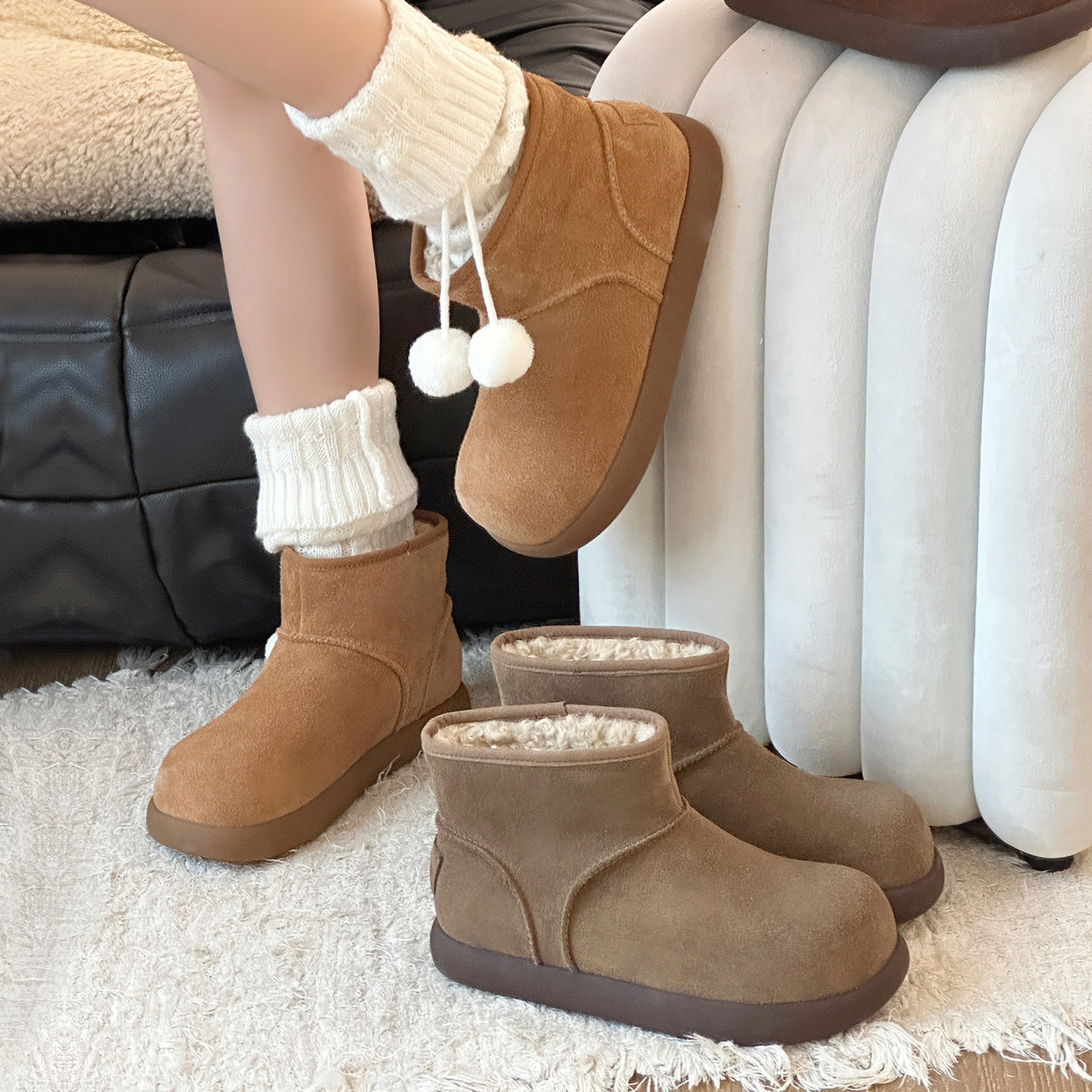 冬季小土豆保暖防滑雪地靴女