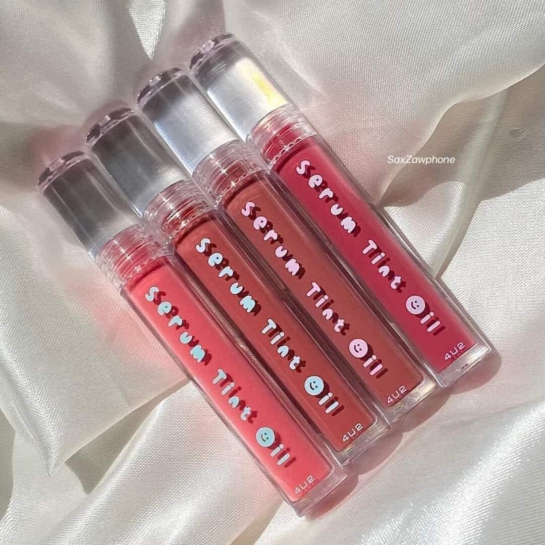 泰国4u2精华油唇釉serum tint oil水润镜面唇蜜
