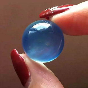 7A冰种天然海蓝宝散珠圆单珠子水晶多宝手串项链吊坠DIY饰品配件