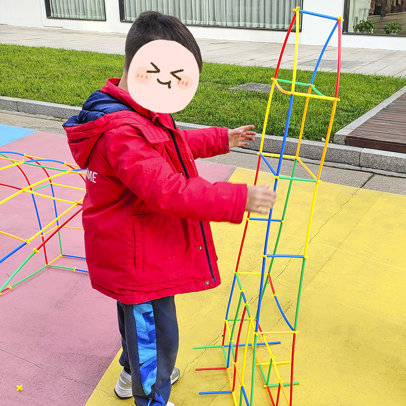 搭建吸管积木幼儿园建构区中大班材料桌面玩教具软管拼插益智区角