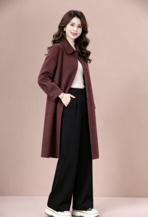 双面羊绒大衣女2026年新款高级感韩版修身显瘦秋冬中长款毛呢外套