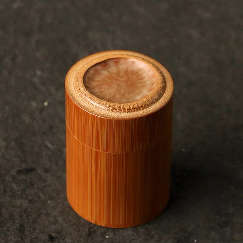 精品纯手工精工海派镶嵌老玉竹茶叶罐竹制带内盖茶仓竹茶筒送礼品
