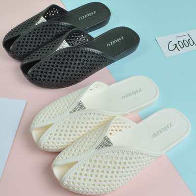 2022新款包头半拖鞋女夏季时尚休闲外穿防滑平底凉拖鞋白色洞洞鞋