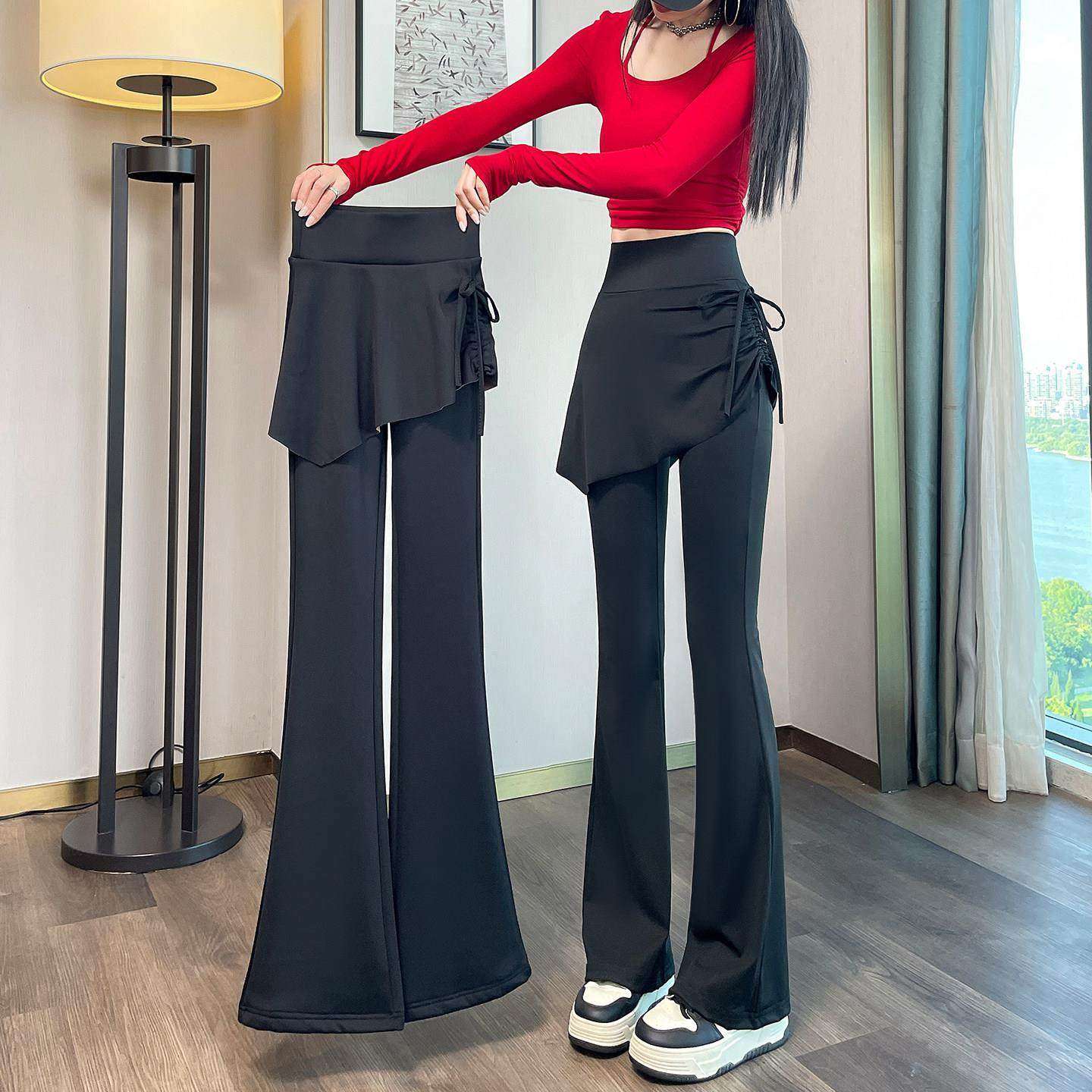 PLER加绒假两件裙裤女2025秋冬提臀普拉提运动瑜伽鲨鱼微喇叭裤子,女装/女士精品,裙裤,淘宝优惠券,粉丝福利购,淘宝优惠卷