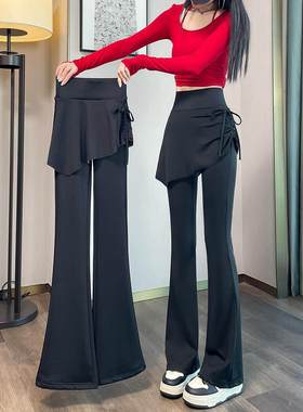 PLER加绒假两件裙裤女2025秋冬提臀普拉提运动瑜伽鲨鱼微喇叭裤子