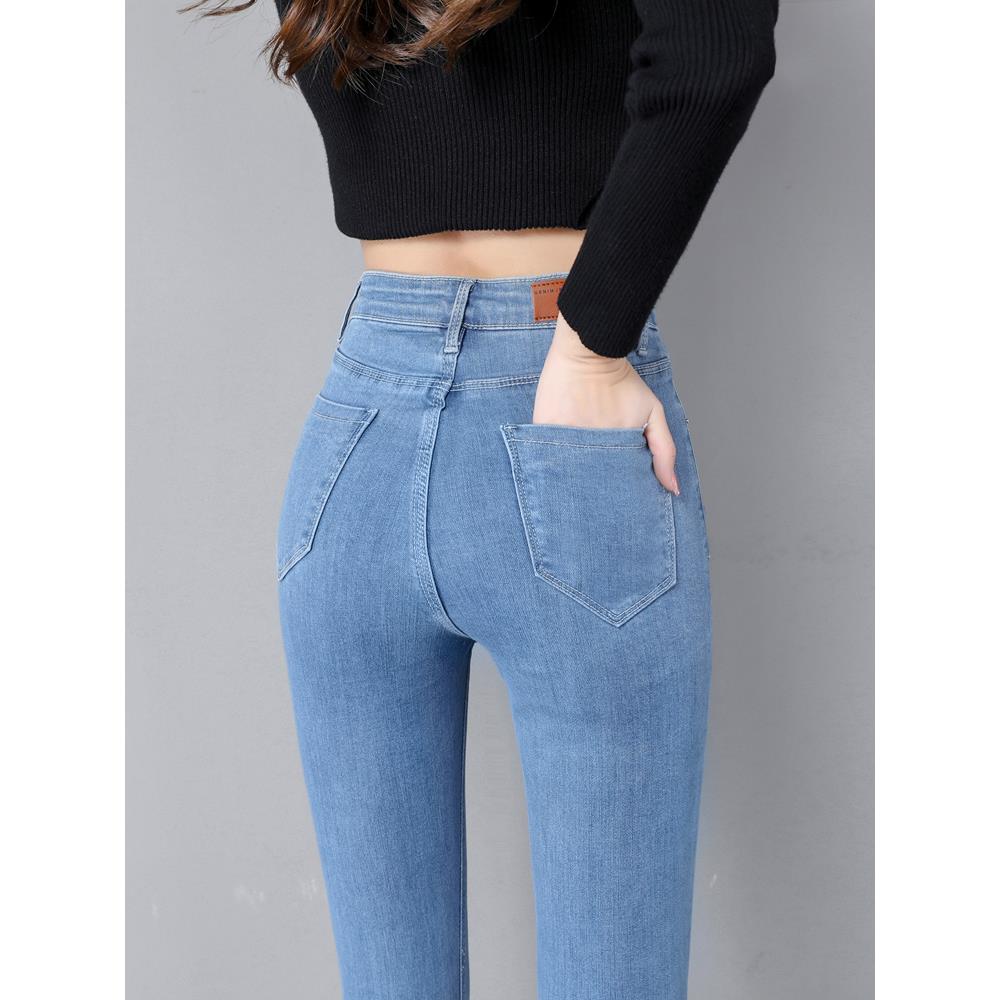 高腰显瘦九分牛仔裤女小脚裤2025年秋冬新款黑色百搭紧身弹力长裤