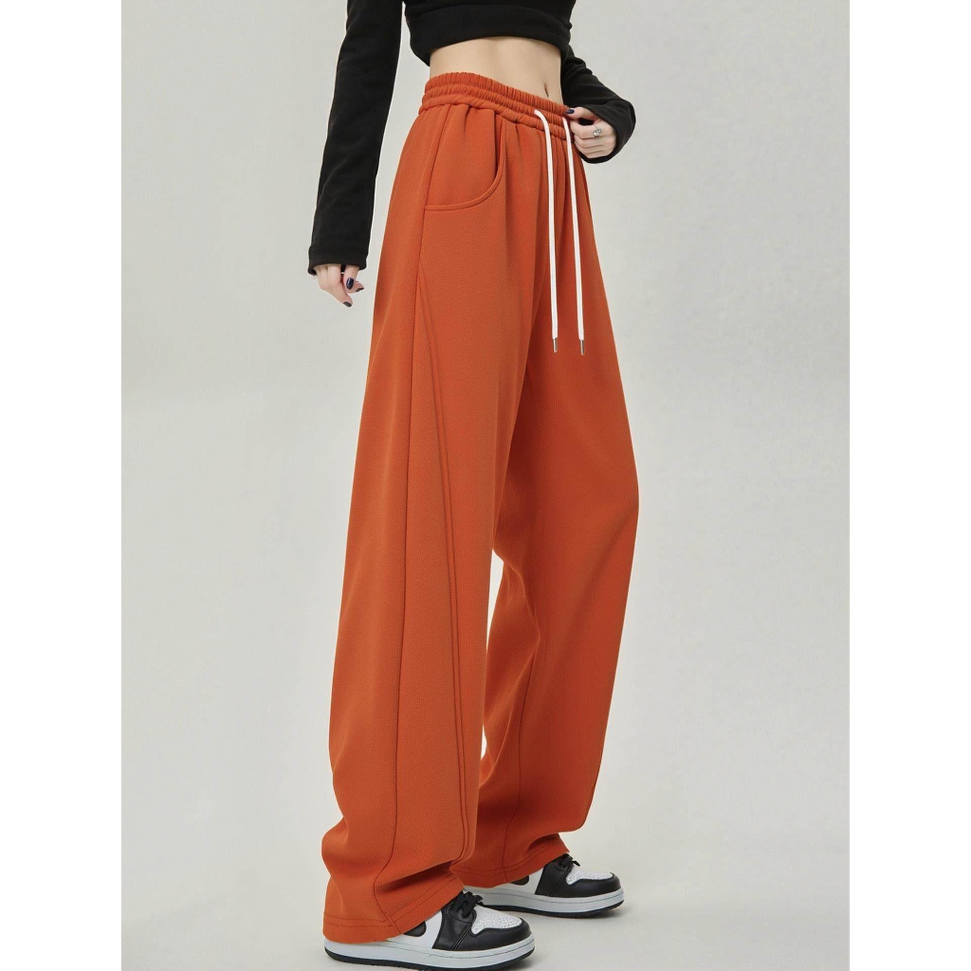 PLER橘色休闲宽松卫裤女窄版阔腿裤26新款高腰显瘦直筒香蕉镰刀裤,女装/女士精品,卫裤,淘宝优惠券,粉丝福利购,淘宝优惠卷