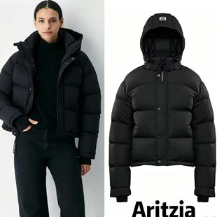 加拿大ARITZIA羽绒服女super puff雾面泡芙鹅绒加厚连帽四格外套