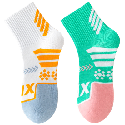 100%纯棉防臭中筒运动跑步袜子女