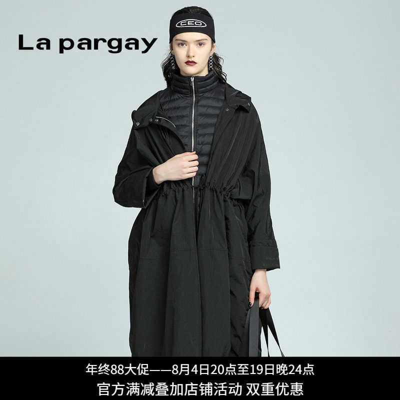 Lapargay纳帕佳秋冬款女装黑中长款羽绒服上衣外件随机发不指定