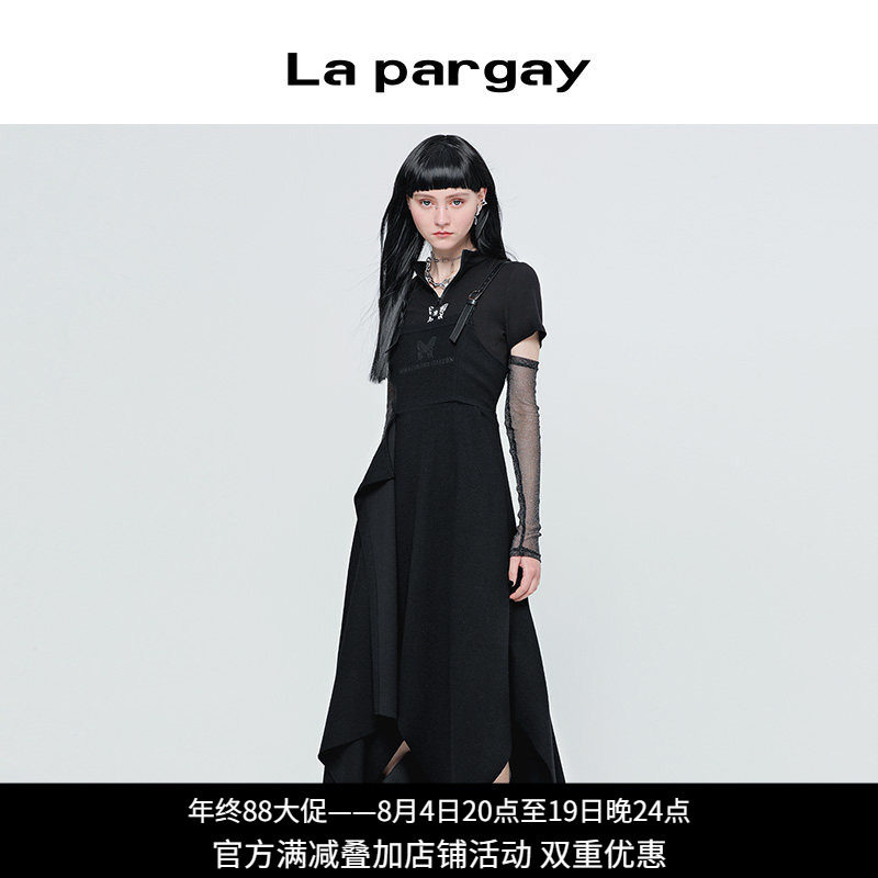 纳帕佳暗黑风高腰吊带连衣裙