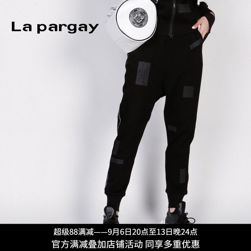 Lapargay休闲黑色直筒裤