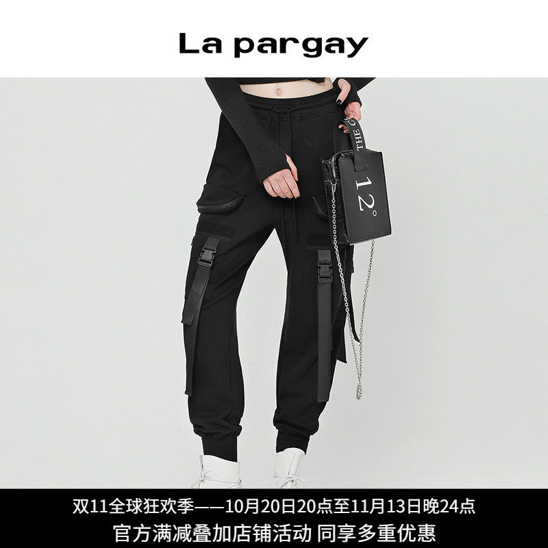 纳帕佳女高腰束脚工装裤多口袋